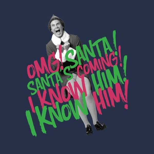 Elf Santa! I Know Him! Women's Christmas T-Shirt - Navy - S