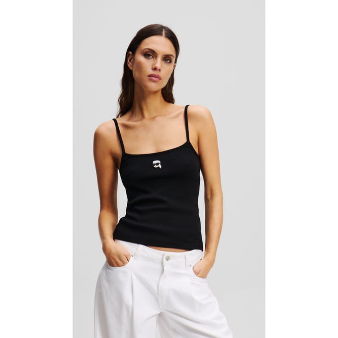Karl Lagerfeld Ikon Patch Tank Top Black Größe: L | Tanktops Outlet | Damen | Schwarz