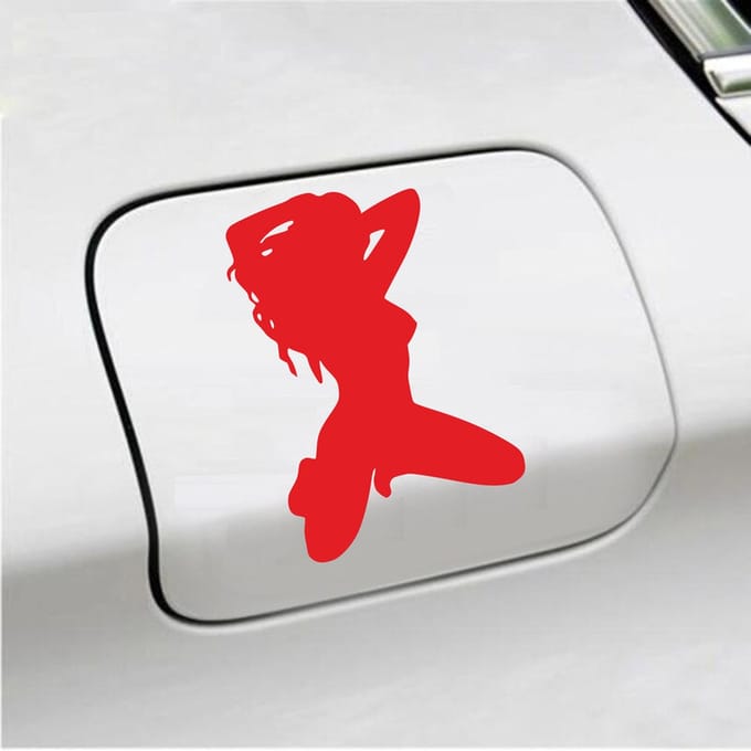 Bumpersticker - Dame - 14 X 10 - Rood