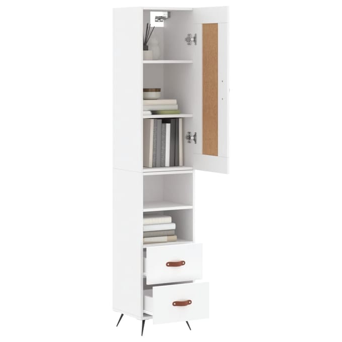 vidaXL - Hoge - kast - 34,5x34x180 - cm - bewerkt - hout - wit