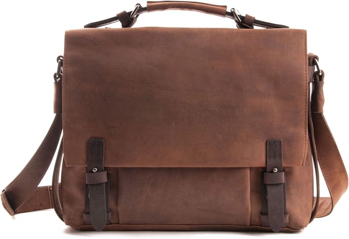 HAROLD'S Leren business tas schoudertas met laptopvak Antic Briefcase Nature bruine
