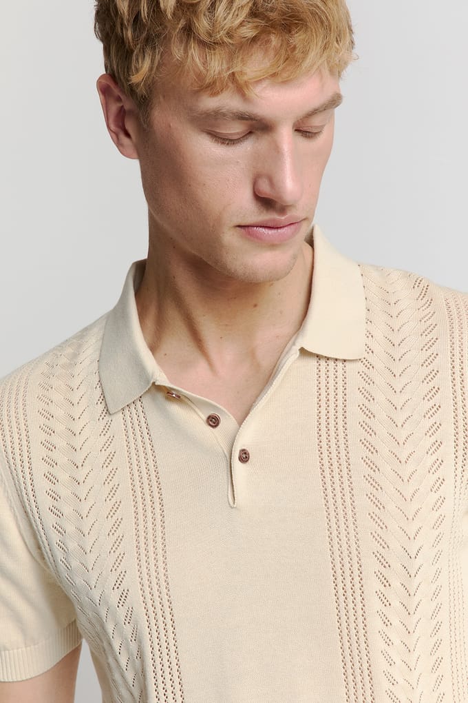 No Excess Pullover Short Sleeve Polo Solid Placed Jacquard Sand Größe: XXL | Poloshirts Outlet | Herren | Braun