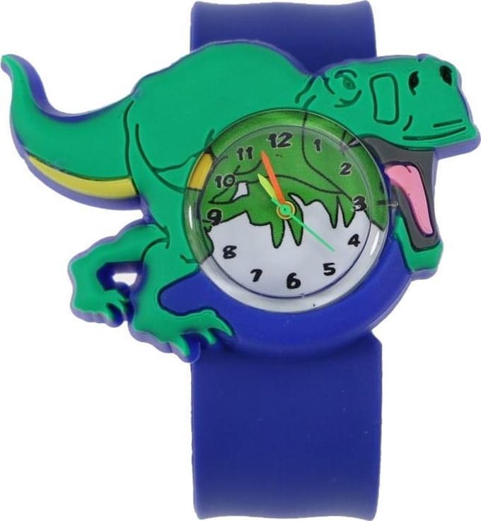 Fako® - Kinderhorloge - Slap On Mini - Dinosaurus - Blauw/Groen
