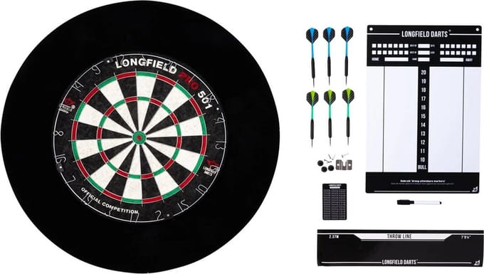 Longfield Darts Tournament Dartbord Met Toebehoren Zwart 8-delig