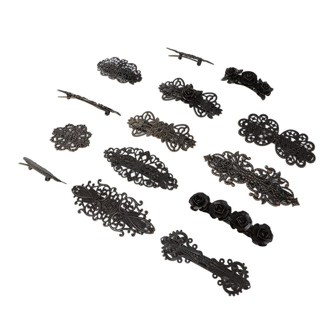 14 stuks Vintage Haarspelden Brons Bloem Haarclips Legering Haaraccessoires Voor Bruiloften Feesten gray