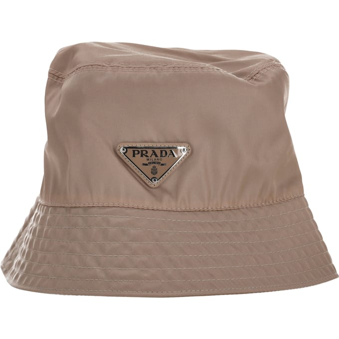 Prada Re-Nylon Bucket Hat in Beigekleurige Polyamide