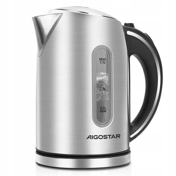 Aigostar Waterkoker RVS - 1,7 liter inhoud - 2200W - Kalkfilter - Waterniveau indicator - King 30CEA
