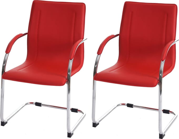 Set van 2 vergaderstoelen Samara, bezoekersstoel sledemodel ~ rood