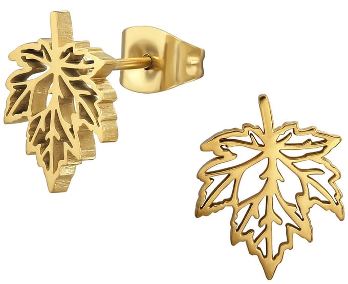CS Joy - Blad oorbellen - Chirurgisch staal - 9.7 x 12 mm - ip/pvd gold plated