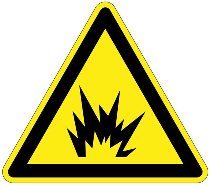 Waarschuwingssticker vlamboog explosie 100 mm