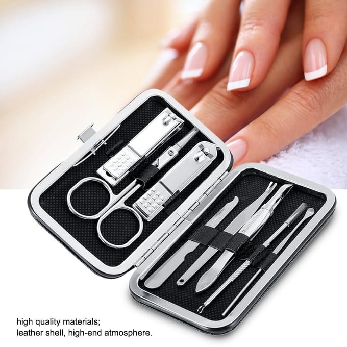 8 Stuks Roestvrij Staal Nagelschaar Knipper Set Vingernagel Teennagel (Zwart) black
