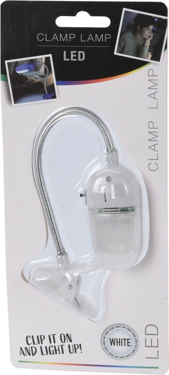 LED Leeslamp met klem - wit - 25 cm - Inclusief batterijen - Flexibele klemlampen