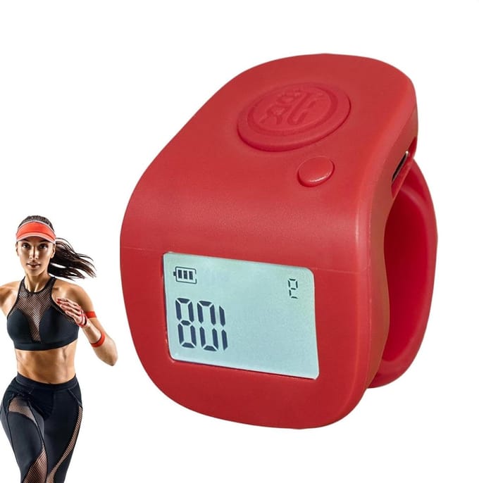 Digitale Handteller - Tel Apparaat - Sport Statistieken - Vingerring Ontwerp - 5.5 cm - Rood