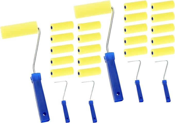 FX Tools Verfrollers set 24 delig - 4 houders/20 rollen van 10 cm - Voordeel rollen - Schilderen thuis