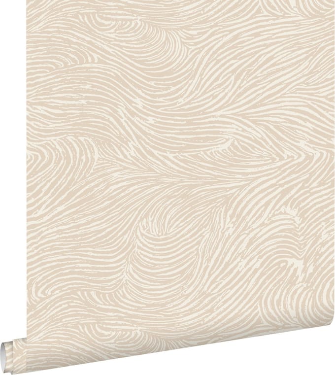 ESTAhome behang 3d golvende lijnen lichtbeige - 53 cm x 10.05 m - 139660