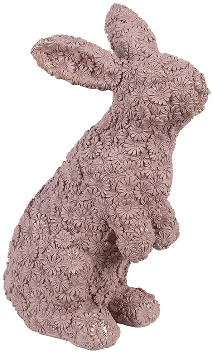 Clayre & Eef Decoratie Beeld Konijn 19x11x26 cm Roze Kunststof
