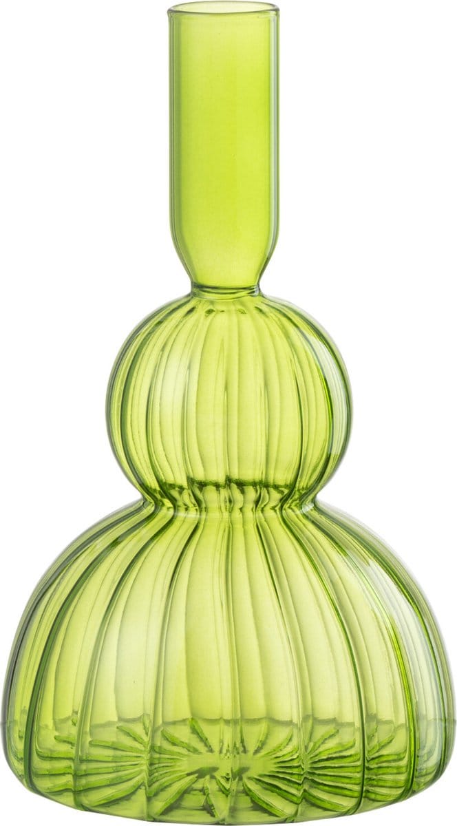 J-Line vaas Juliette - glas - groen - 19 cm hoog