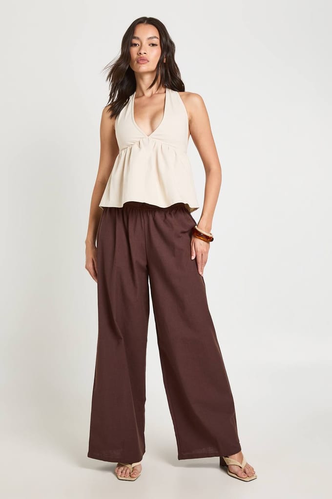 boohoo Dames Chambray Halter Swing Top | Ecru | Maat: 38