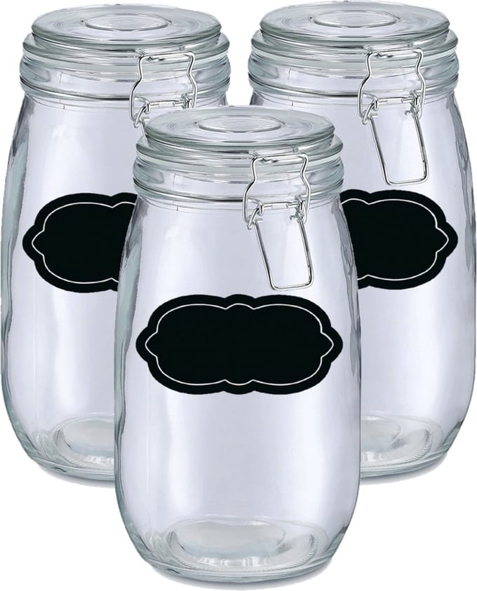 Weckpot/inmaakpot - 6x - 1.4L - glas - met beugelsluiting - incl. etiketten