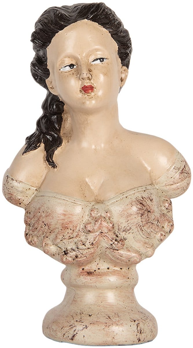 Clayre & Eef Decoratie Beeld Vrouw 12x8x20 cm Beige Kunststof