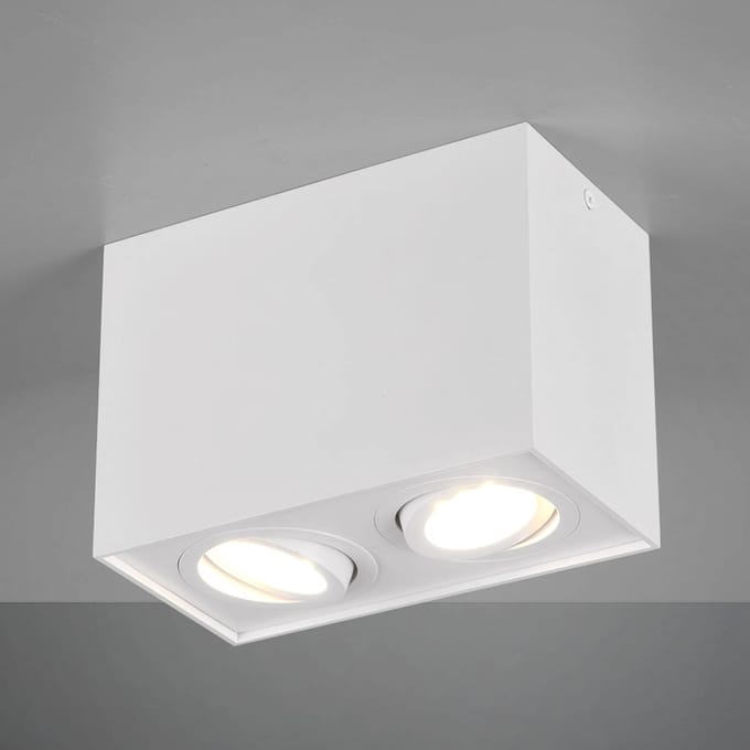 TRIO Biscuit Plafonniere - 2xGU10 - Metaal - Mat Wit