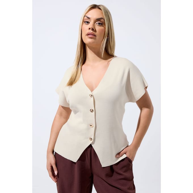 Limited Collection Natuurbruine Compacte Gebreide Top Size 42
