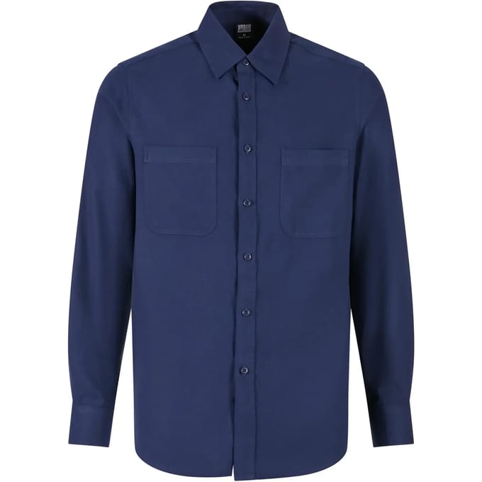 Urban Classics - Flanell Overhemd - S - Donkerblauw