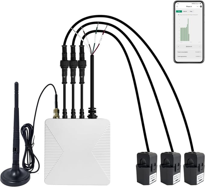Bi-directionele energiemonitor 3 x 200 A met Wi-Fi en Tuya