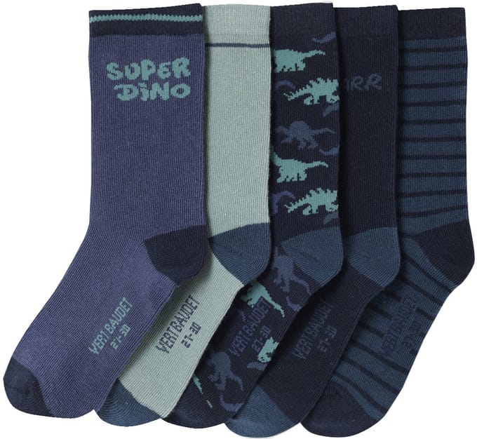 Vertbaudet Set van 5 paar sokken "Super dino" jongen