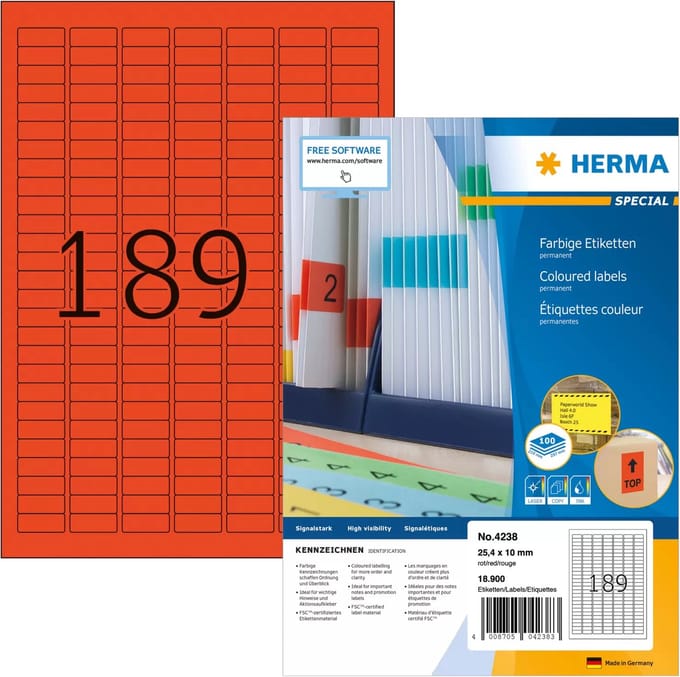 herma universele etiketten special 25-4x10mm rood