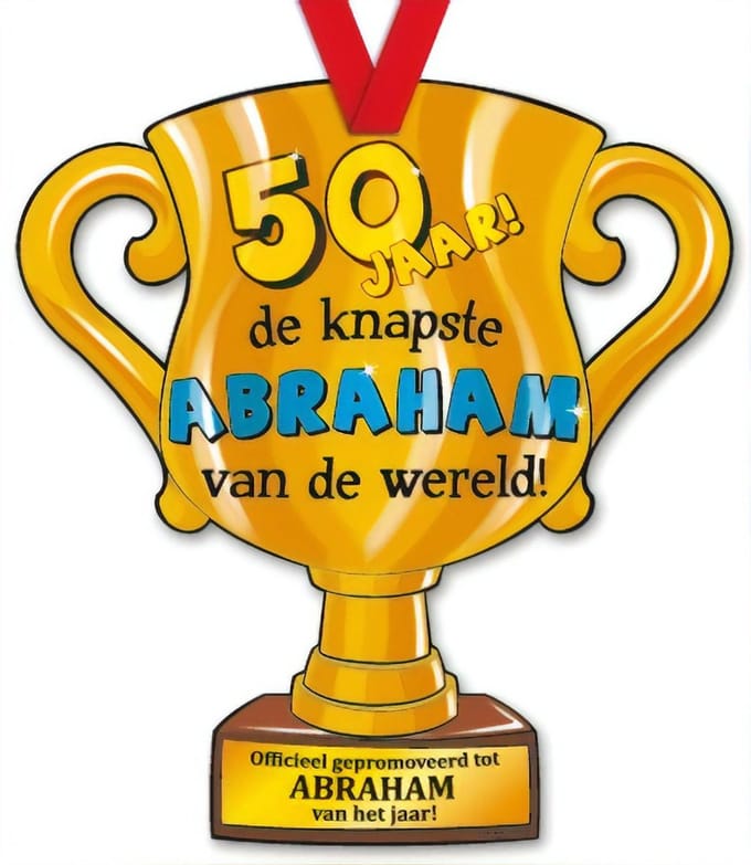 Trofee met lint - Trophy - Abraham - 50 jaar