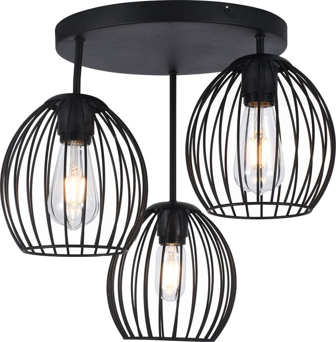 Olucia - WIRO - Plafondlamp - Zwart - Vorm: Bol