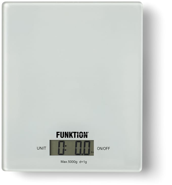 Funktion Keukenweegschalen Kitchen scale glass white 5kg/1g.