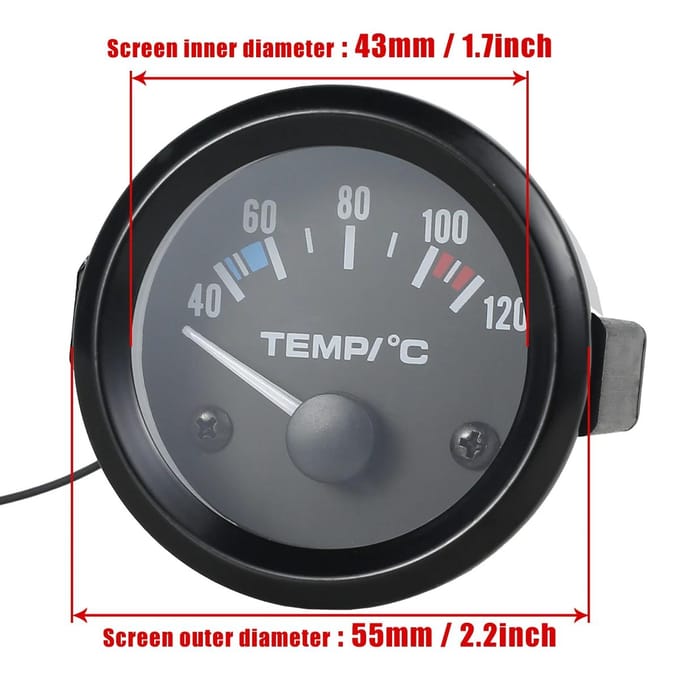 NIEUWE Digitale Auto Water Temp Temperatuurmeter 40-120℃ Led 2  52mm Universele Auto Motorfiets Levering Sensor Temperatuurmeter black