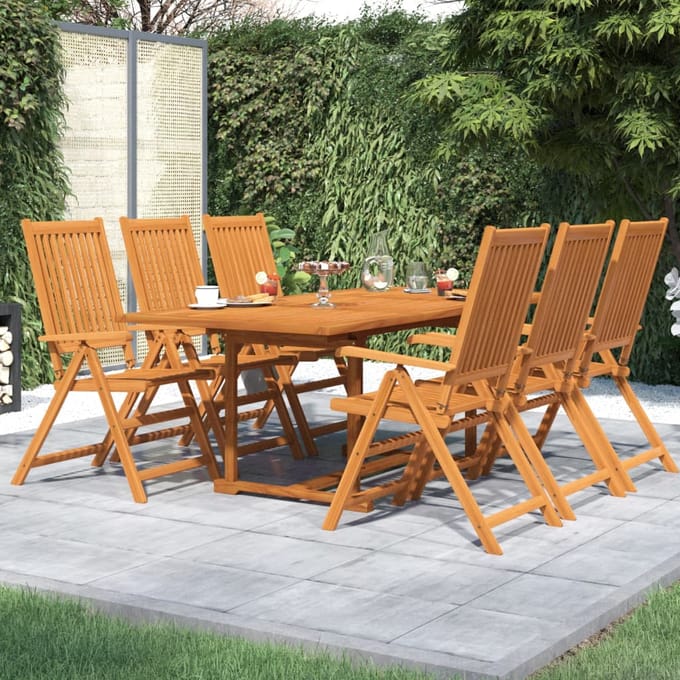 vidaXL - 7-delige - Tuinset - massief - acaciahout - 150-200 - cm