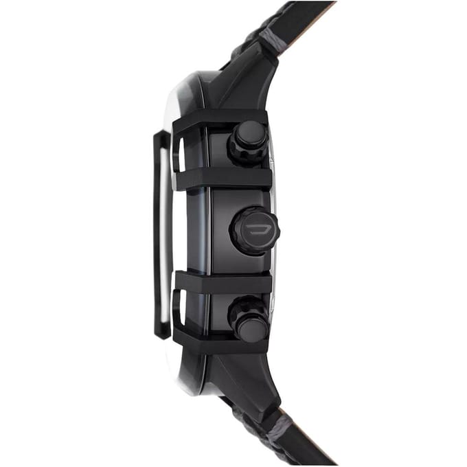 Diesel DZ4576 Griffed Chronograaf Zwart Lederen Horloge 48mm zwart
