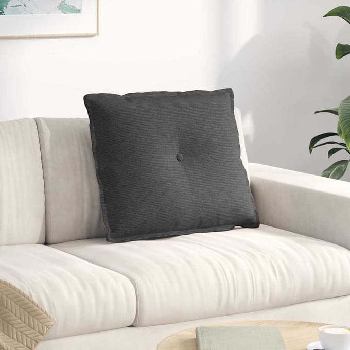 vidaXL - Rugkussen - Donkergrijs - 60 - x - 50 - x - 19 - cm - Corduroy - stof