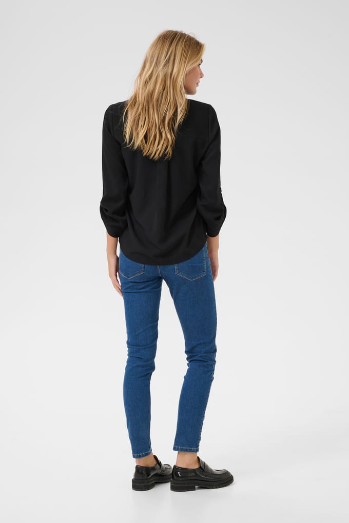 Blouse met korte mouwen Regular fit Black