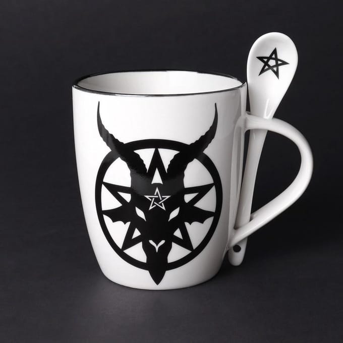 Alchemy - Baphomet Mok/beker met lepel set - Wit