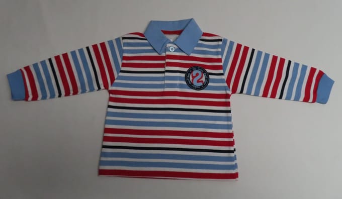 Polo met lange mouw - Jongens - Gestreept - Blauw , rood , wit - 18 maand 86