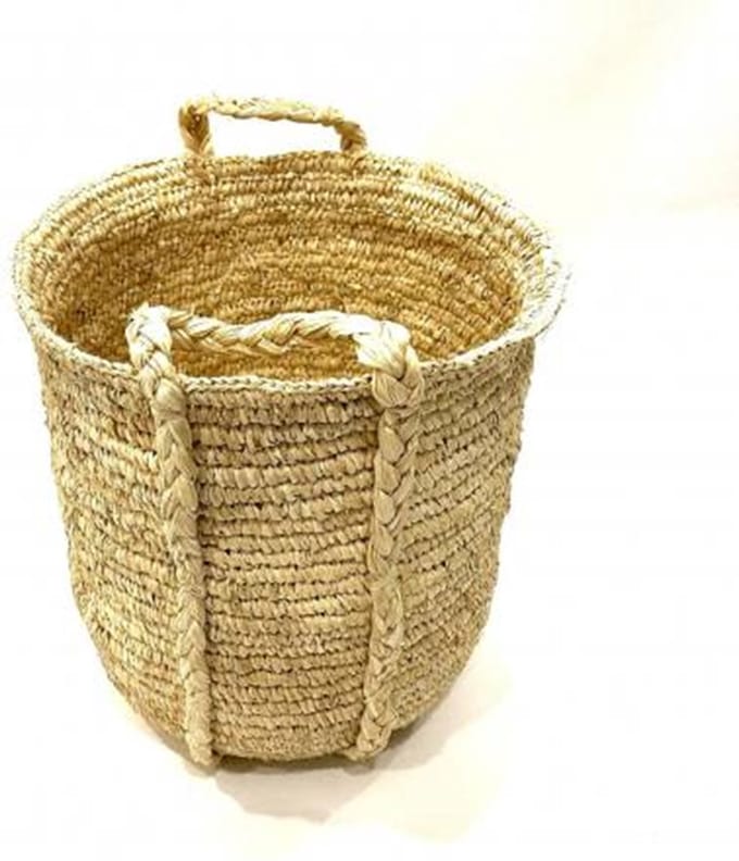 Opberger - mand sisal gebleekt - 31 cm rond - 35 cm hoog