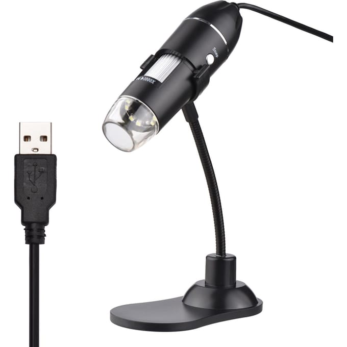 1000X USB Handheld Digitale Elektronische Microscoop Draagbare Mini Vergrootglas met Standaard voor Laptop zwart