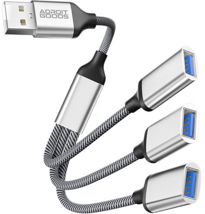 AdroitGoods USB A Male naar 3x USB Female Kabel Adapter - Type A USB 3.0Port Splitter Dongle Multi Hub - Silver