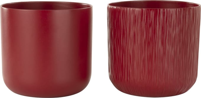 J-Line bloempot Gen - keramiek - rood - extra large - 2 stuks - Ø 20.5 cm