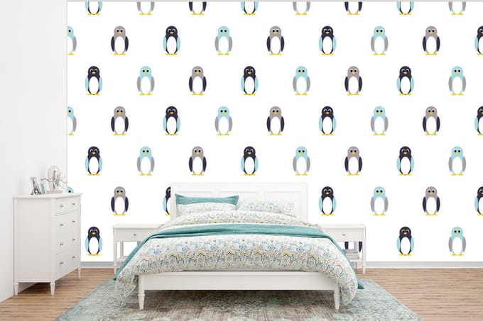 Behang - Fotobehang Design - Dieren - Pinguïn - Breedte 400 cm x hoogte 300 cm