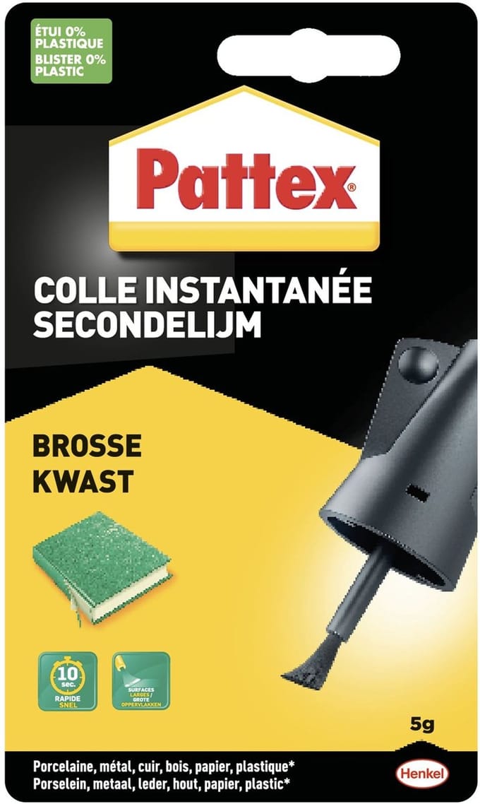 Secondenlijm pattex met kwast flacon 5gr blister | 12 stuks