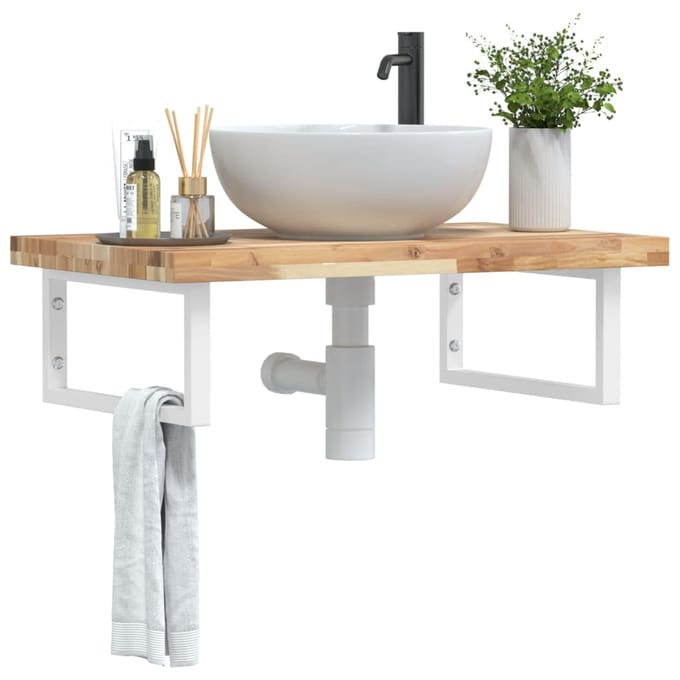 vidaXL - Badkamer - wandschap - staal - en - massief - acaciahout