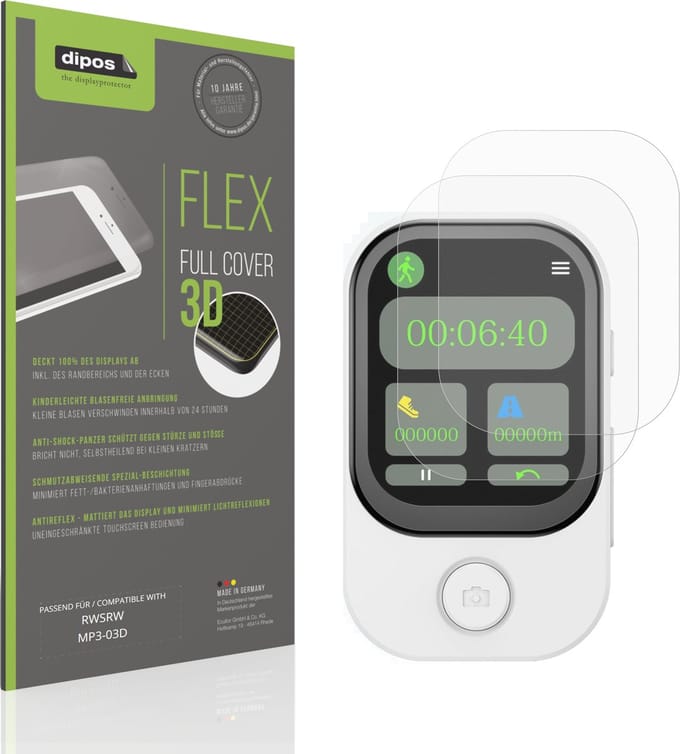 dipos FLEX – 2x Matte Screenprotector geschikt voor RWSRW MP3-03D | Volledige Schermbescherming | Case-Friendly