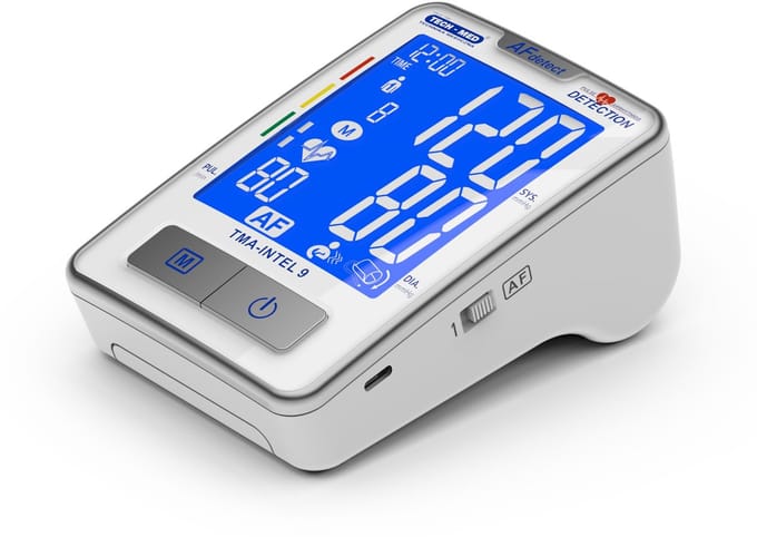 Tech-Med bloeddrukmeter, atriumfibrillatiedetectie, LCD-scherm, TMA-INTEL 9