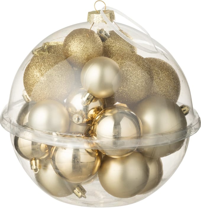J-Line kerstbal - kunststof - goud - doos van 24